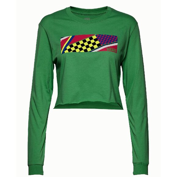 VANS Ramp Tested Ls Crop Long Sleeve Green Cropped T-Shirt Size Medium - Picture 11 of 11